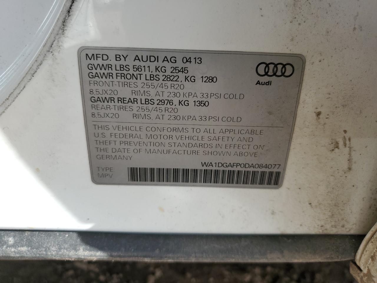 2013 AUDI Q5 VIN WA1DGAFP0DA084077 photo 12