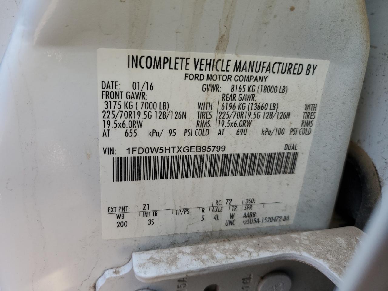 2016 FORD F550 VIN 1FD0W5HTXGEB95799 photo 12