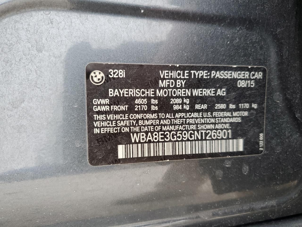 2016 BMW 3 series VIN WBA8E3G59GNT26901 photo 12