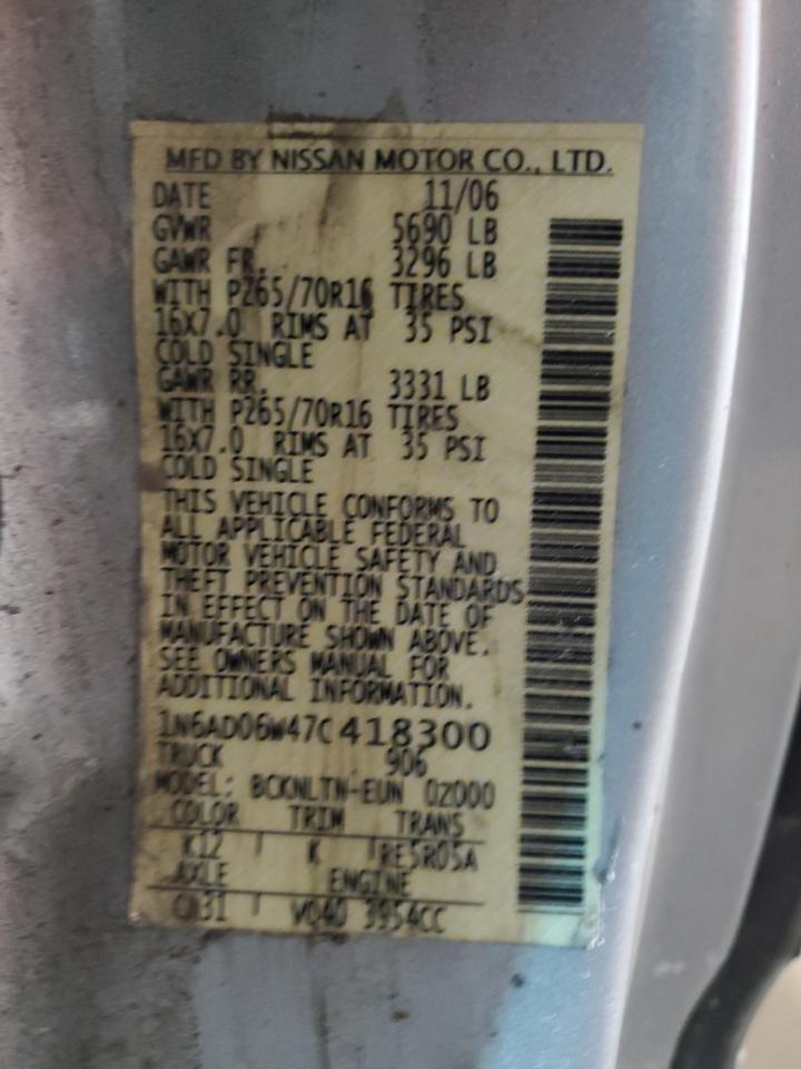 2007 Niss Frontier VIN 1N6AD06W47C418300 photo 12