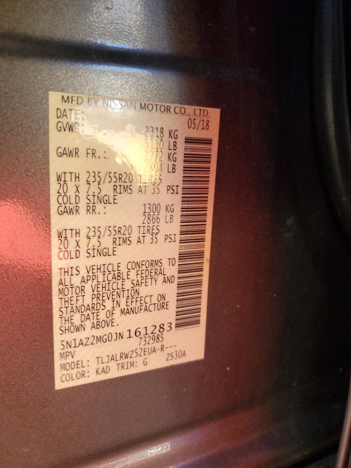 2018 Nissan Murano VIN 5N1AZ2MG0JN161283 photo 12