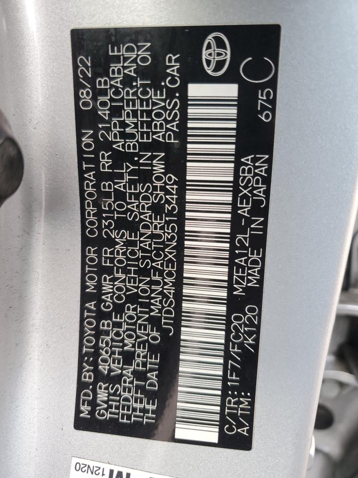 2022 Toyota Corolla VIN JTDS4MCEXN3513449 photo 12