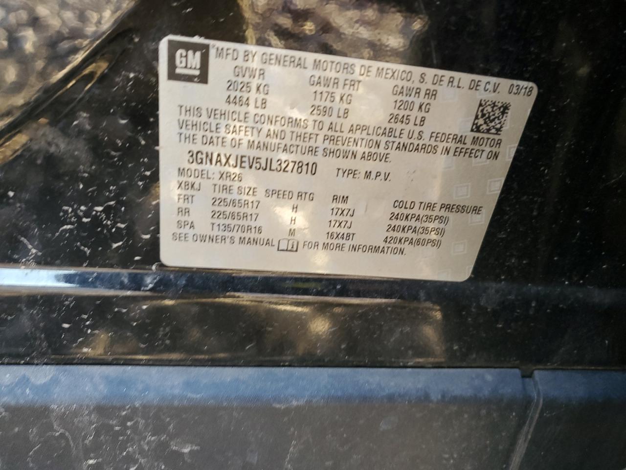 2018 Chevrolet Equinox VIN 3GNAXJEV5JL327810 photo 12