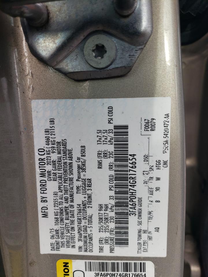 2016 FORD Fusion VIN 3FA6P0H74GR176654 photo 12