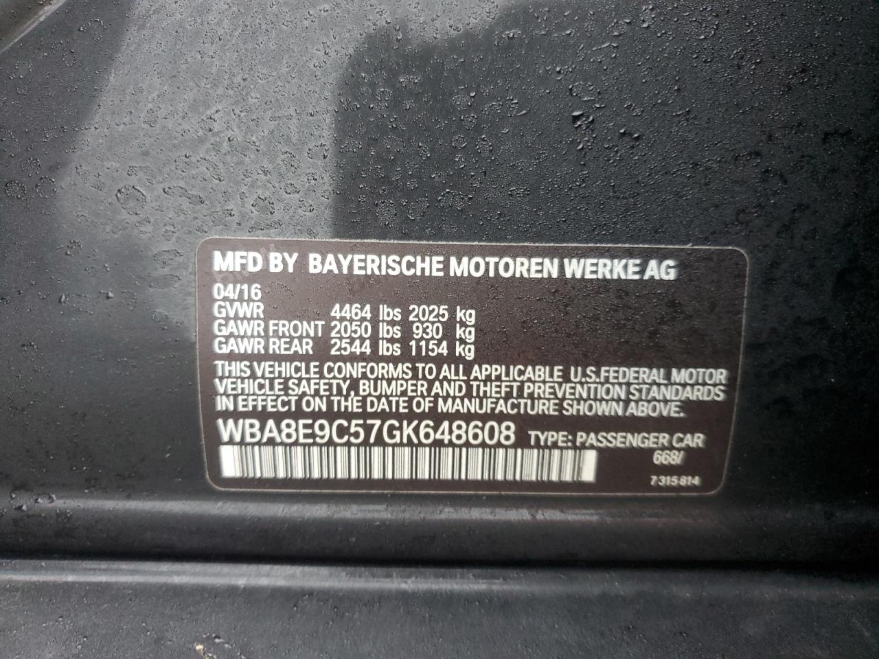 2016 BMW 3 series VIN WBA8E9C57GK648608 photo 12