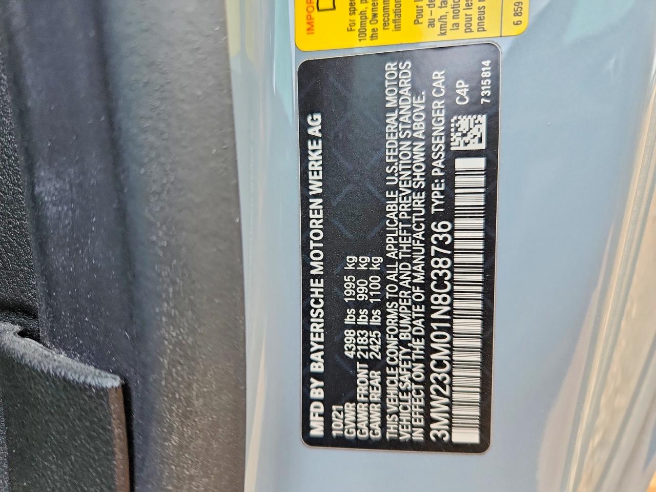 2022 BMW 2 series VIN 3MW23CM01N8C38736 photo 12