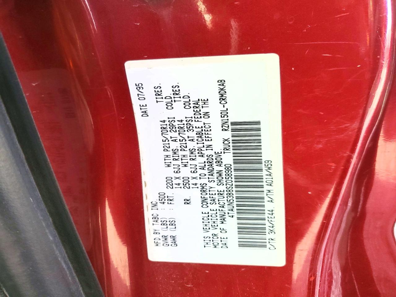 1995 Toyota Tacoma VIN 4TAUN53B8SZ058980 photo 12