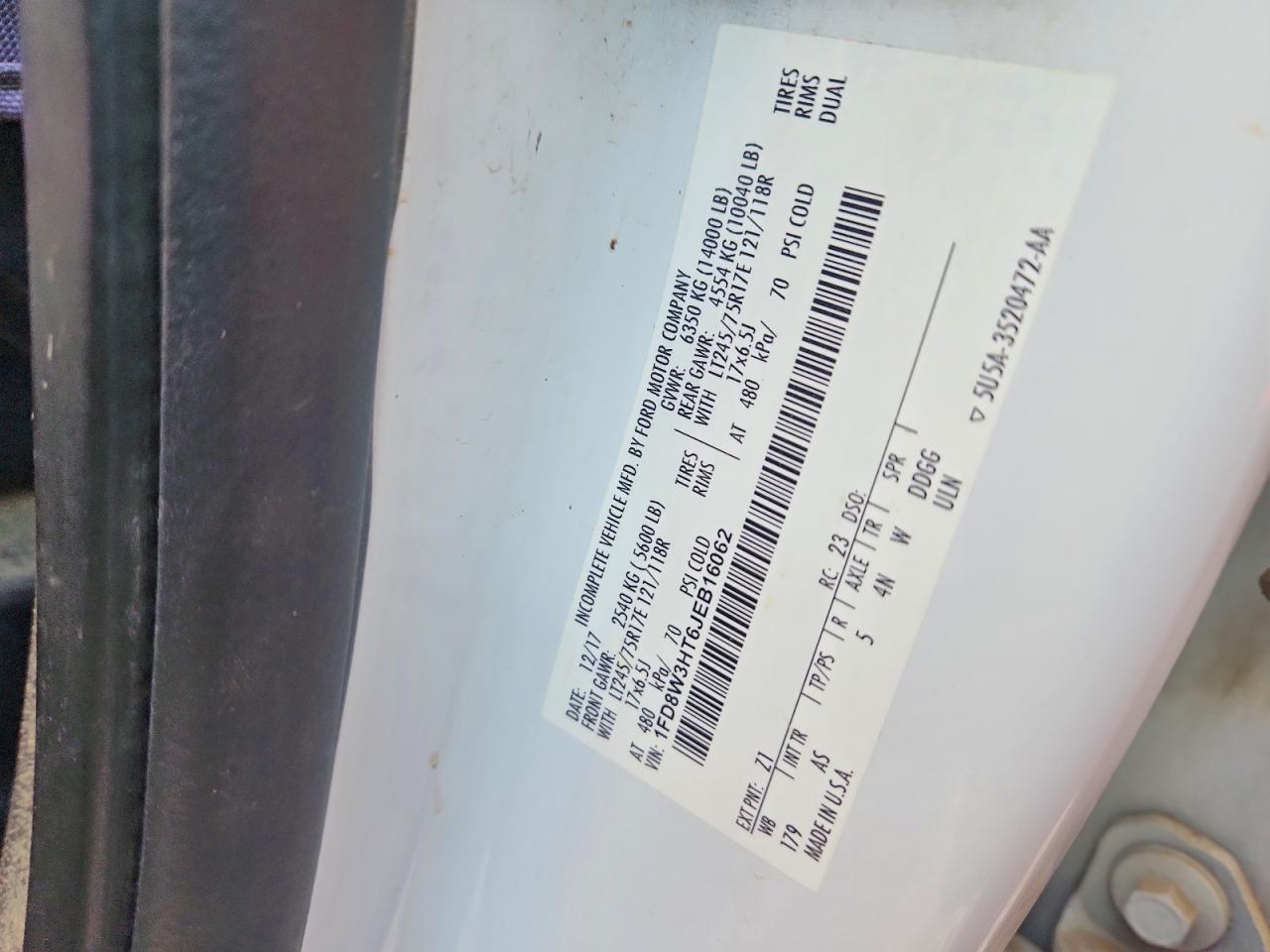 2018 Ford F350 VIN 1FD8W3HT6JEB16062 photo 12