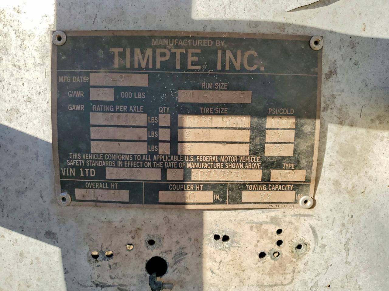 1997 TIMPTE All models VIN 1TDH4222XVB092098 photo 10