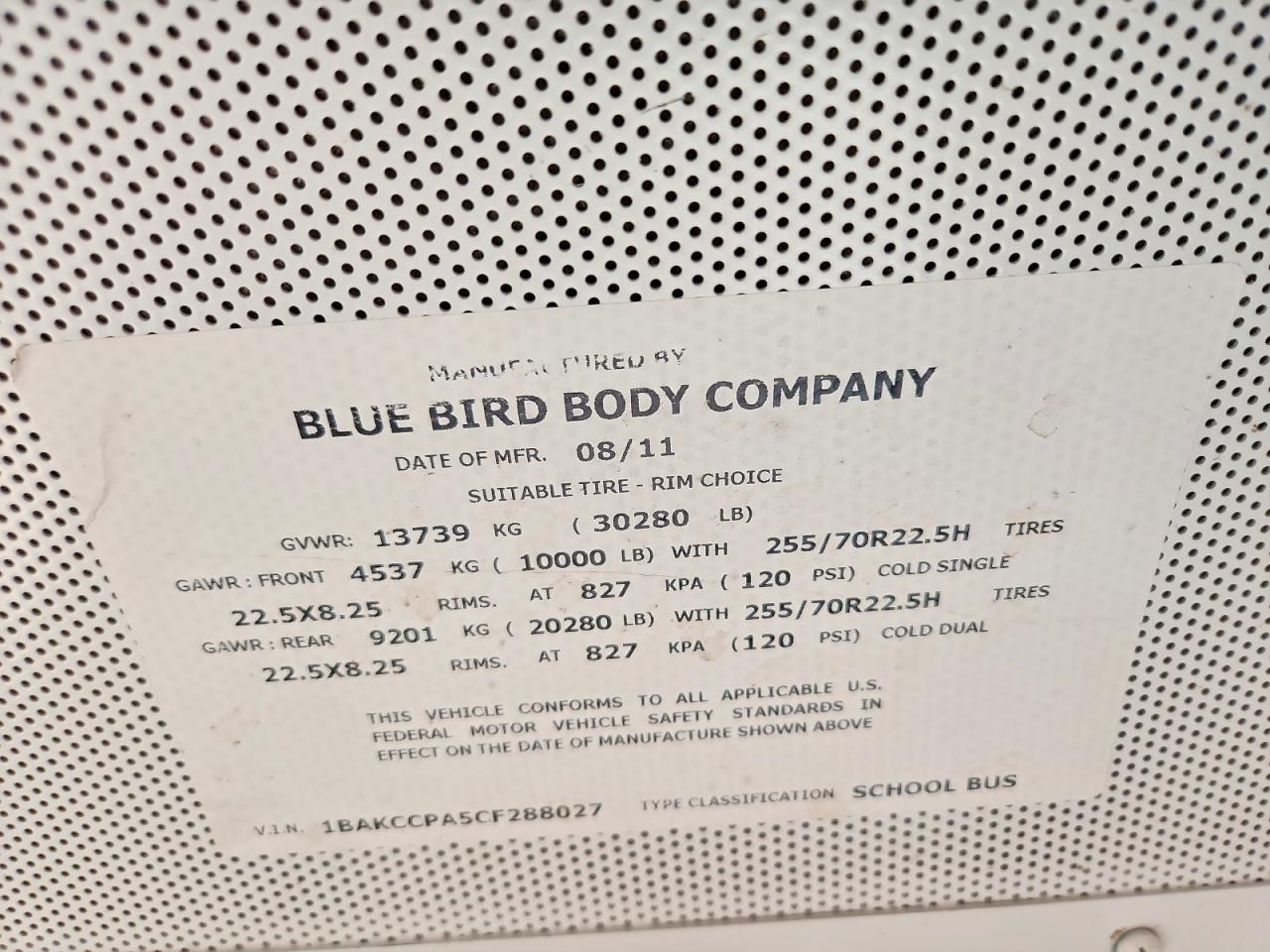 2012 BLUE All other VIN 1BAKCCPA5CF288027 photo 10