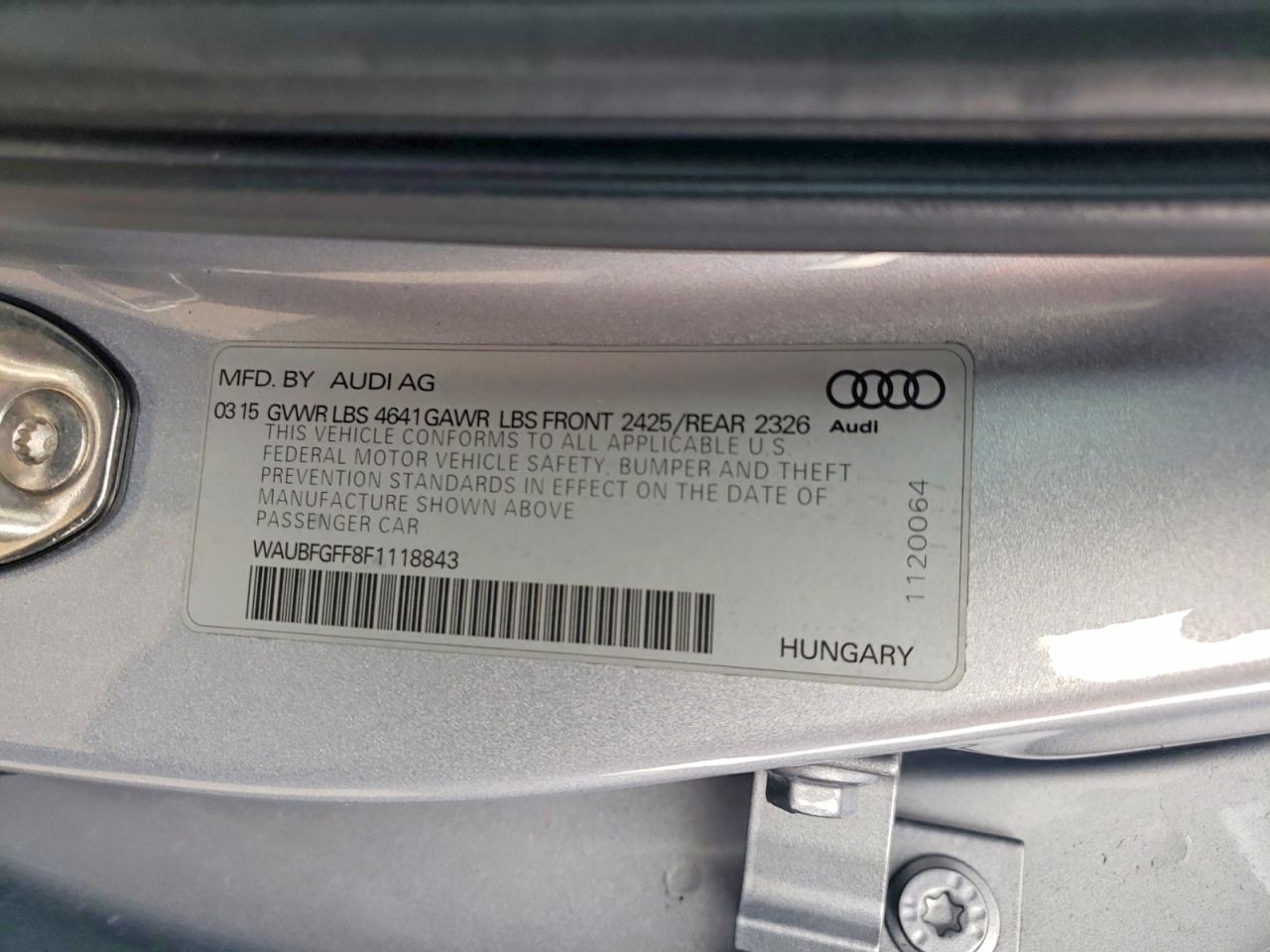 2015 Audi S3 VIN WAUBFGFF8F1118843 photo 12