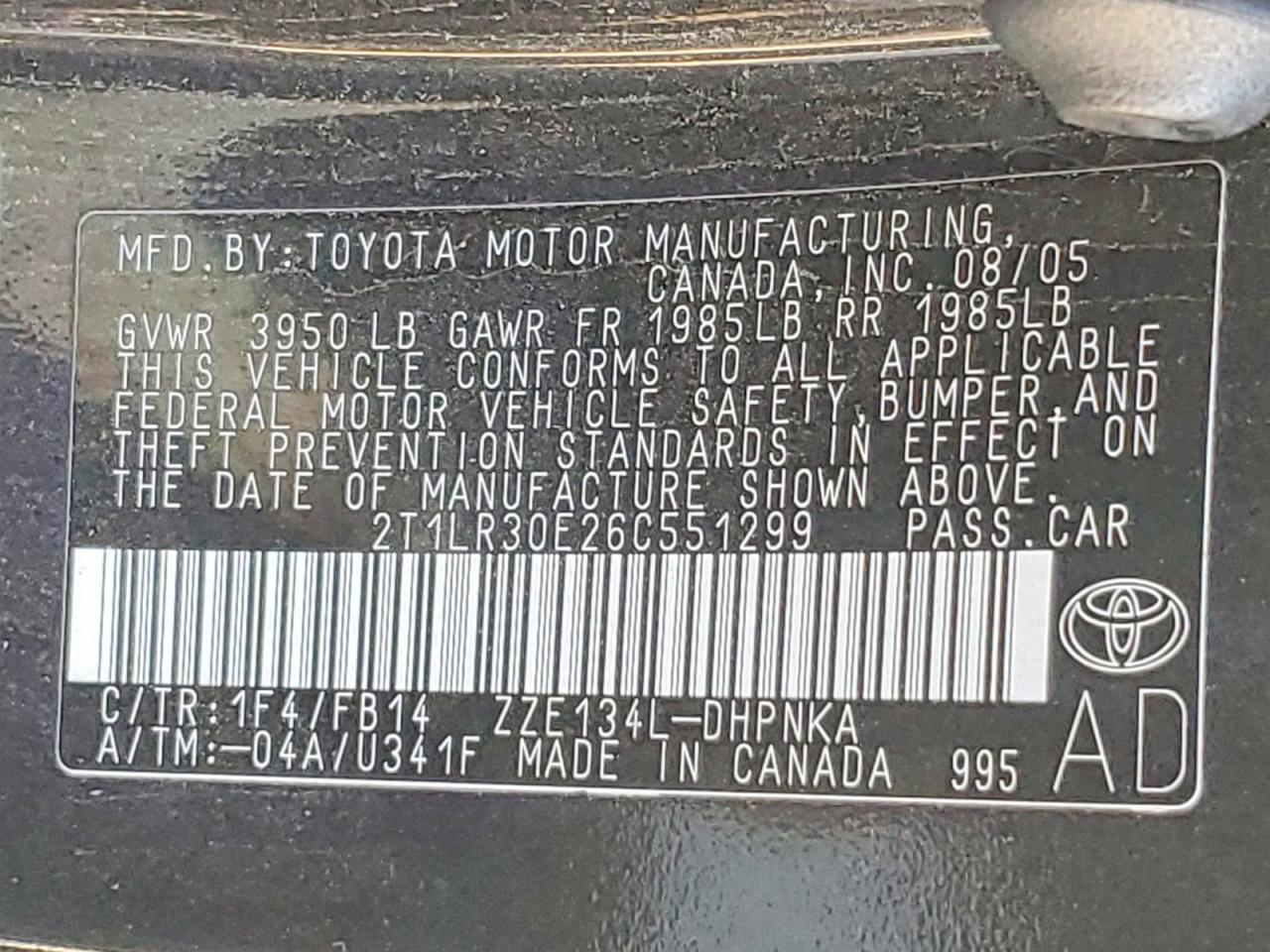 2006 Toyota Matrix VIN 2T1LR30E26C551299 photo 12
