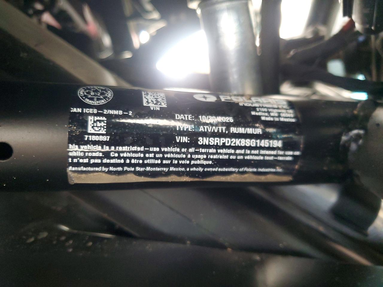 2025 Polaris Sidebyside VIN 3NSRPD2K8SG145194 photo 10