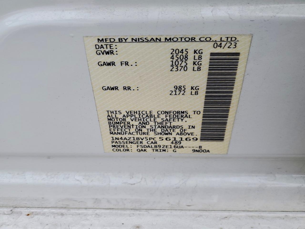 2023 Nissan Leaf VIN 1N4AZ1BV5PC561169 photo 12