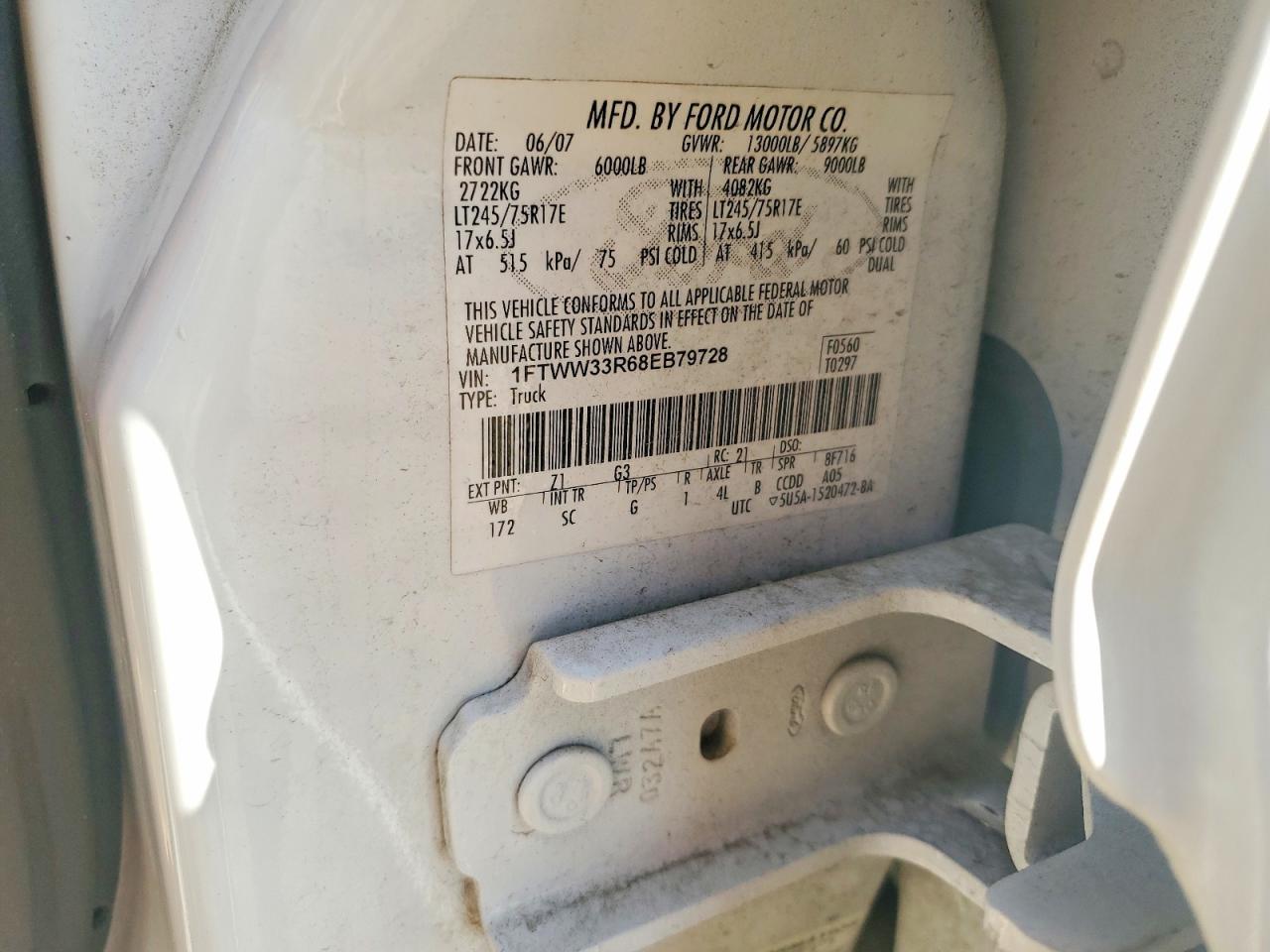 2008 Ford F350 VIN 1FTWW33R68EB79728 photo 12