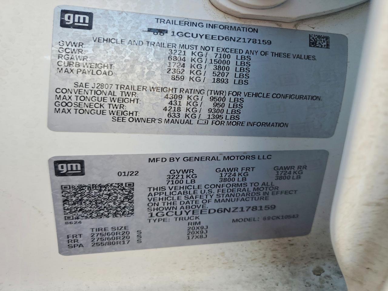 2022 Chevrolet All models VIN 1GCUYEED6NZ178159 photo 12