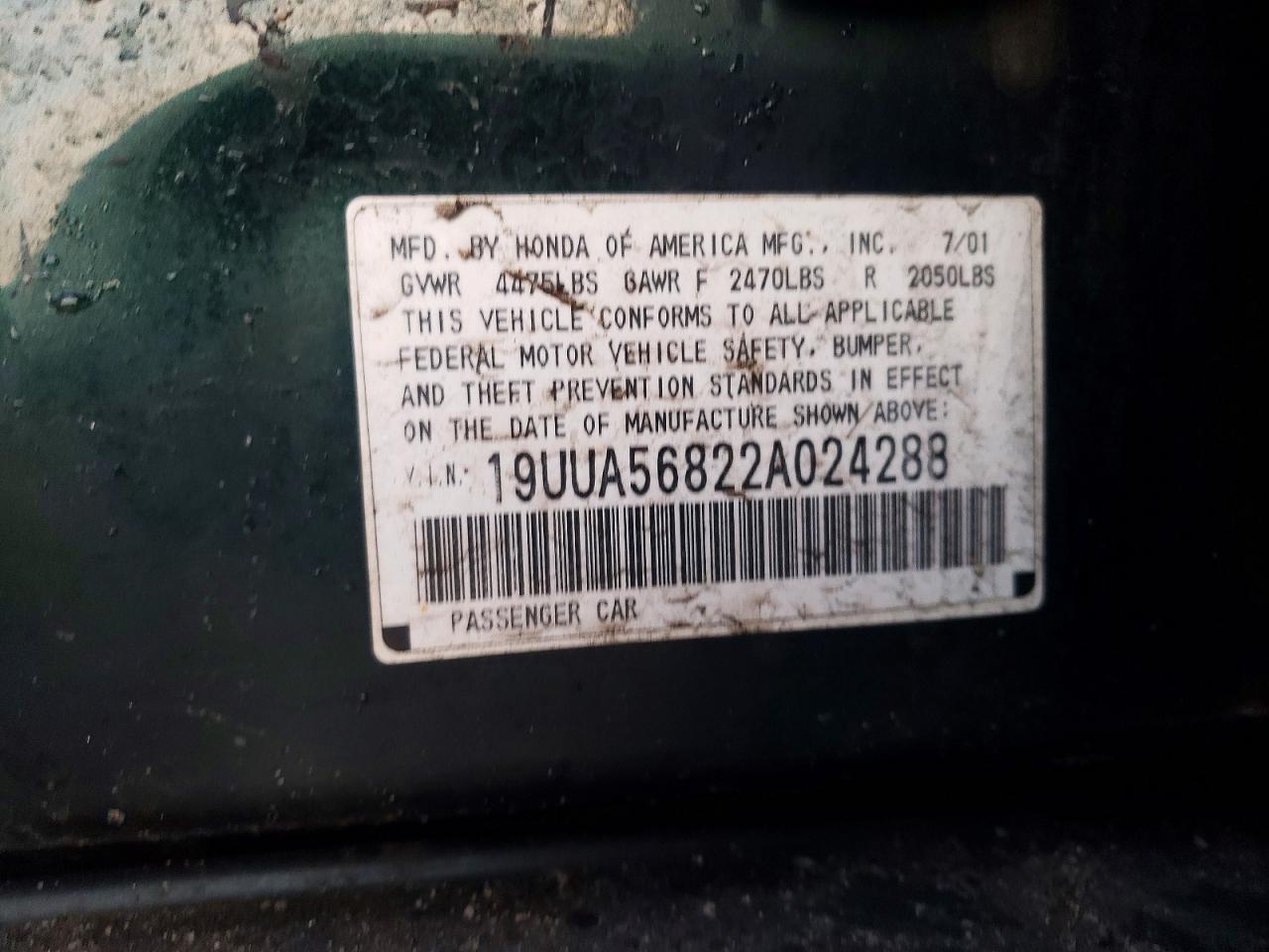2002 Acura Tl VIN 19UUA56822A024288 photo 12