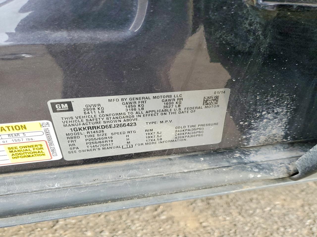 2014 GMC Acadia VIN 1GKKRRKD6EJ266423 photo 12
