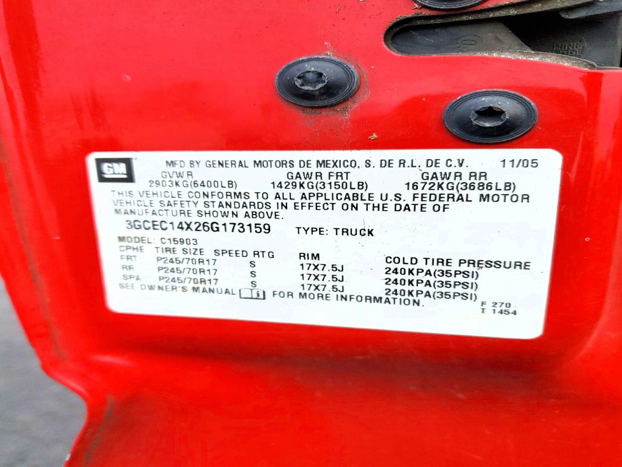 2006 Chevrolet All models VIN 3GCEC14X26G173159 photo 12