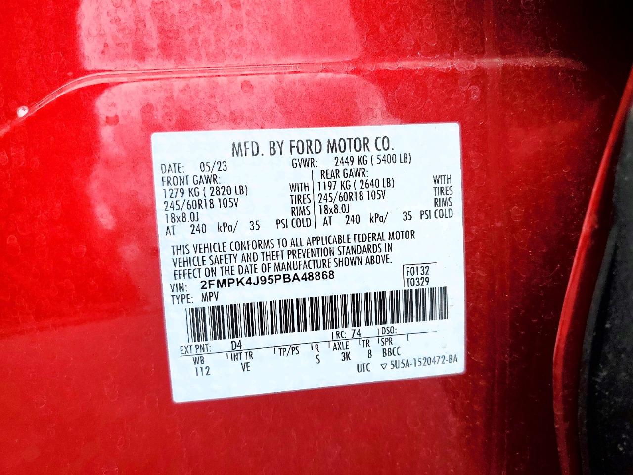 2023 Ford Edge VIN 2FMPK4J95PBA48868 photo 12