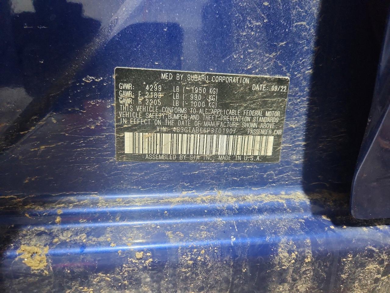 2023 Subaru Impreza VIN 4S3GTAB66P3701907 photo 12