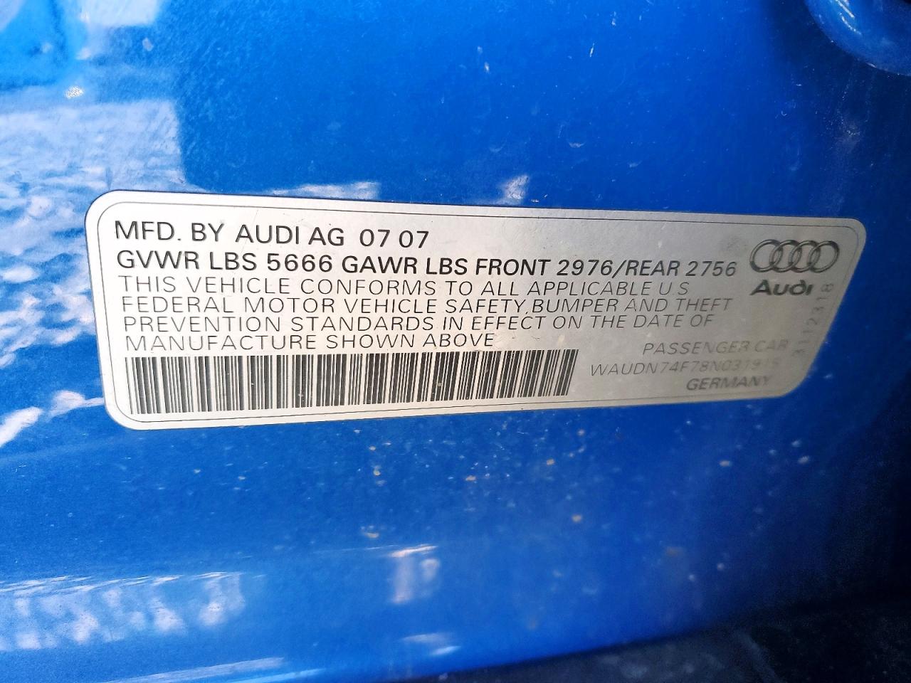 2008 Audi S6/rs6 VIN WAUDN74F78N031915 photo 12
