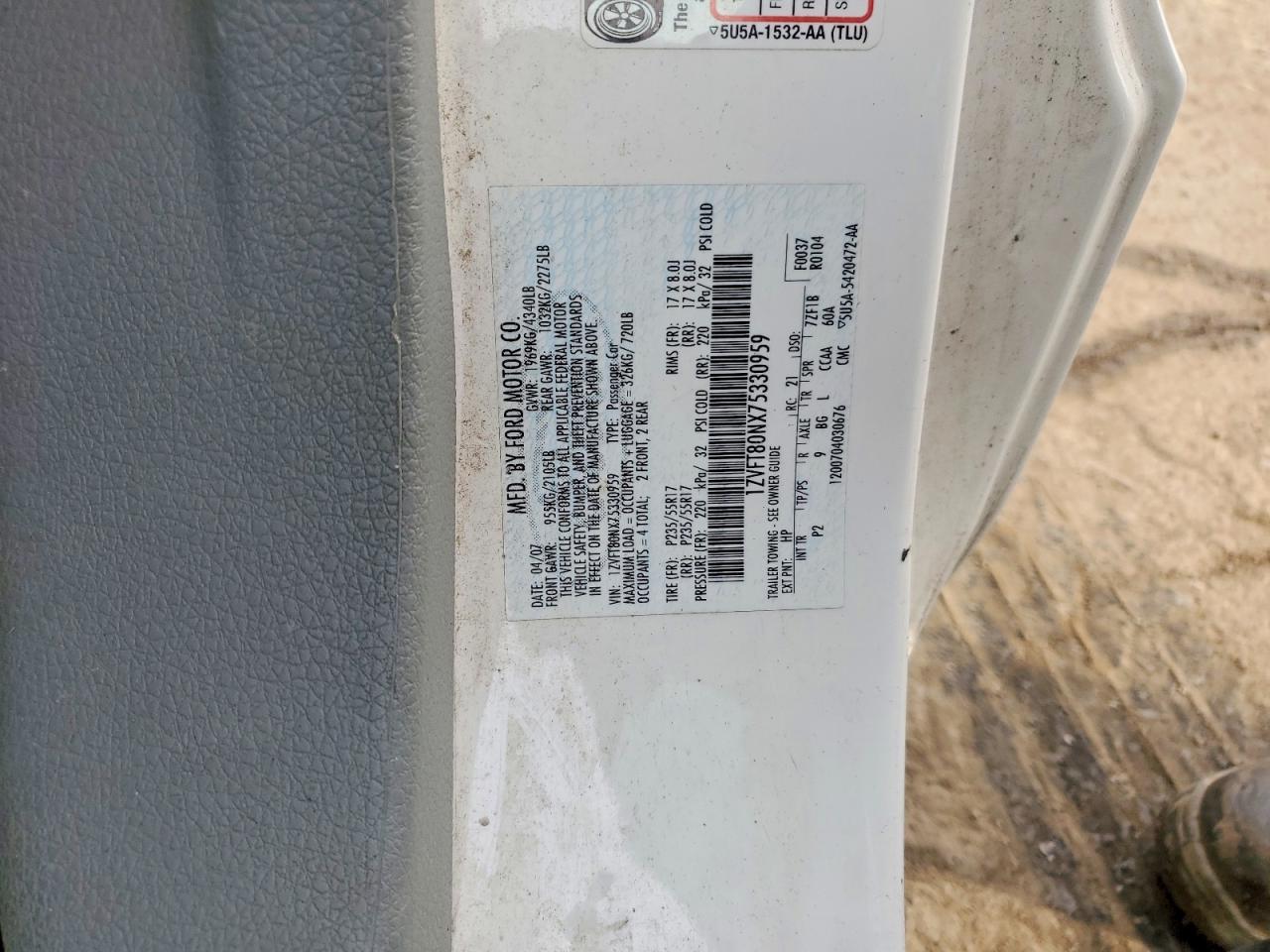 2007 FORD All models VIN 1ZVFT80NX75330959 photo 12