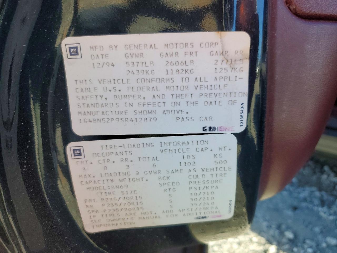 1995 Buick Roadmaster VIN 1G4BN52P9SR412879 photo 12