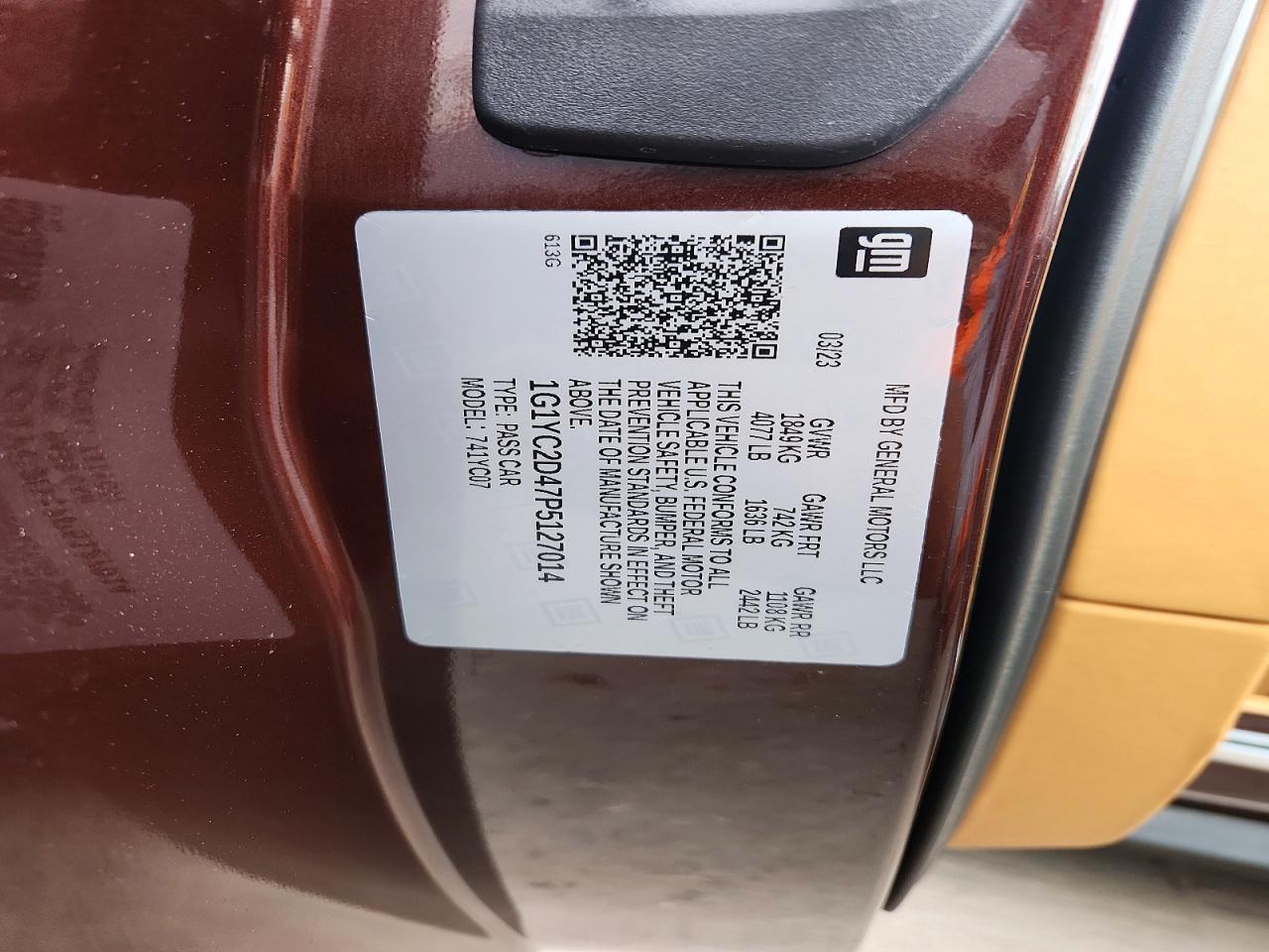 2023 Chevrolet Corvette VIN 1G1YC2D47P5127014 photo 12