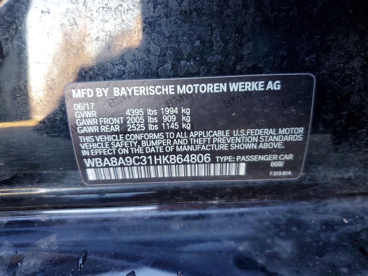 2017 BMW 3 series VIN WBA8A9C31HK864806 photo 12