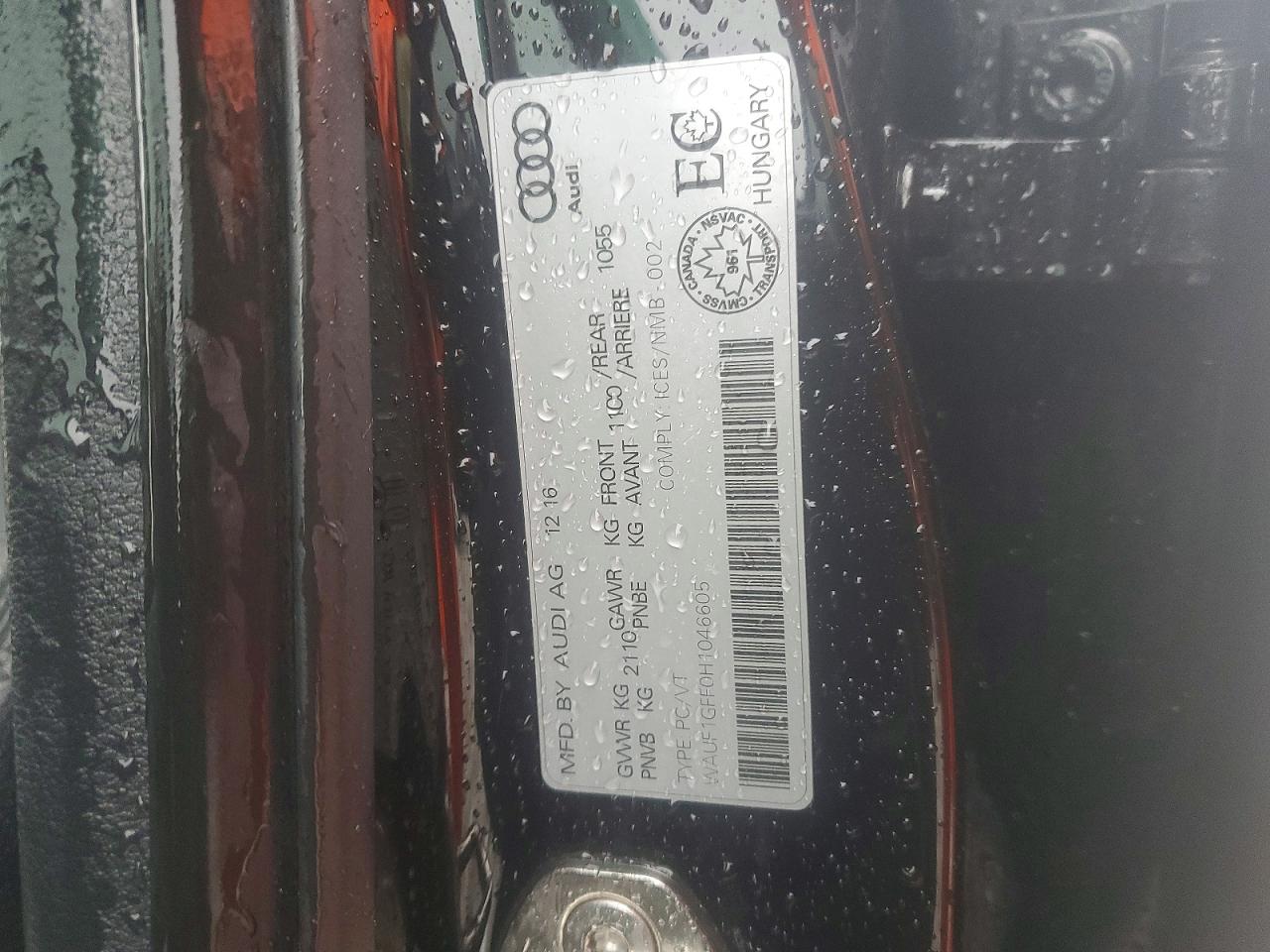 2017 Audi S3 VIN WAUF1GFF0H1046605 photo 12