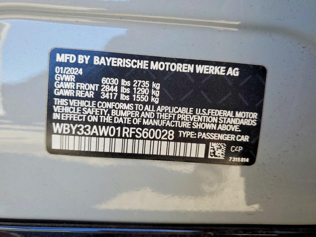 2024 BMW I4 m50 VIN WBY33AW01RFS60028 photo 11