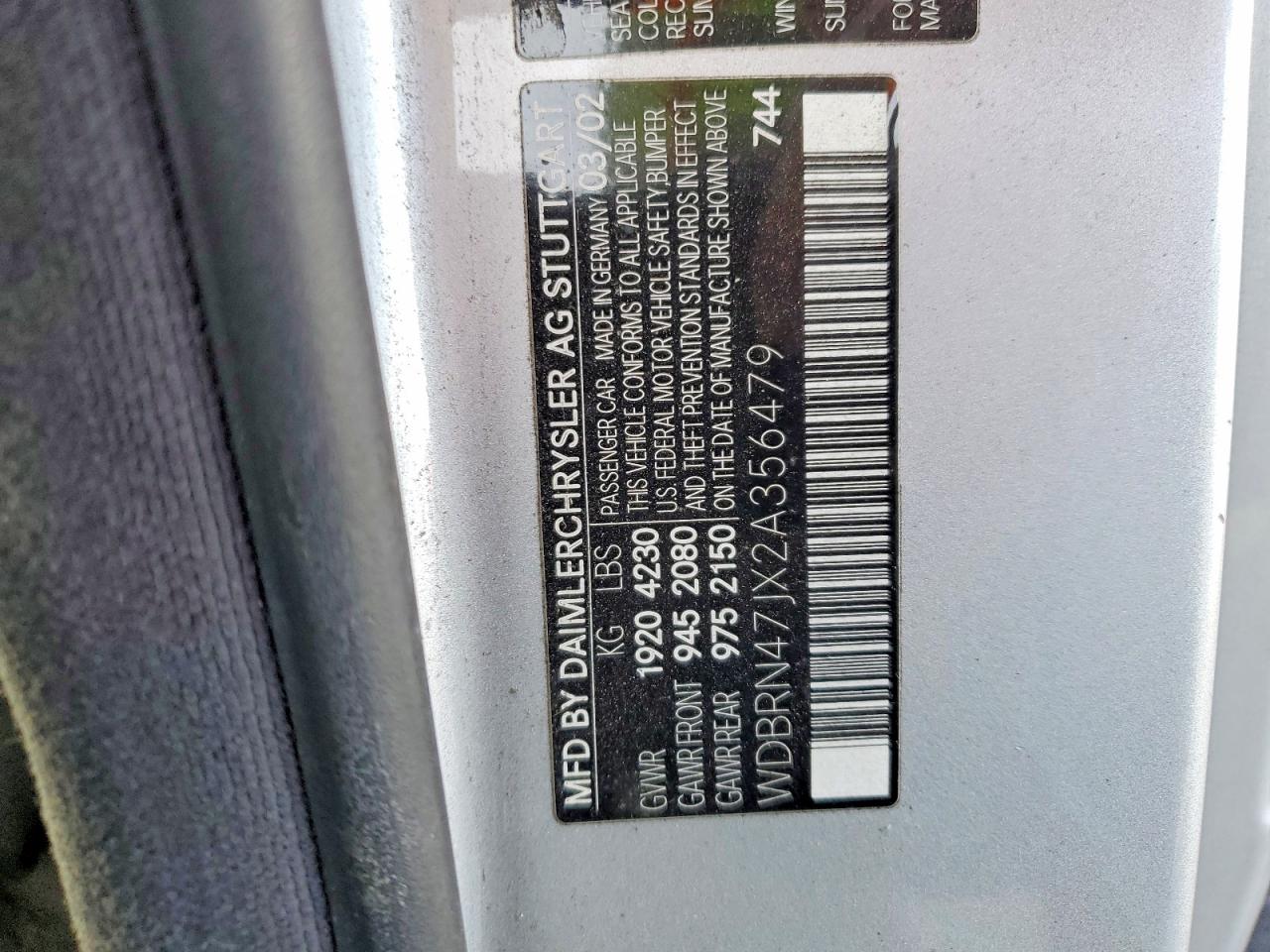 2002 Mercedes-Benz C class VIN WDBRN47JX2A356479 photo 12