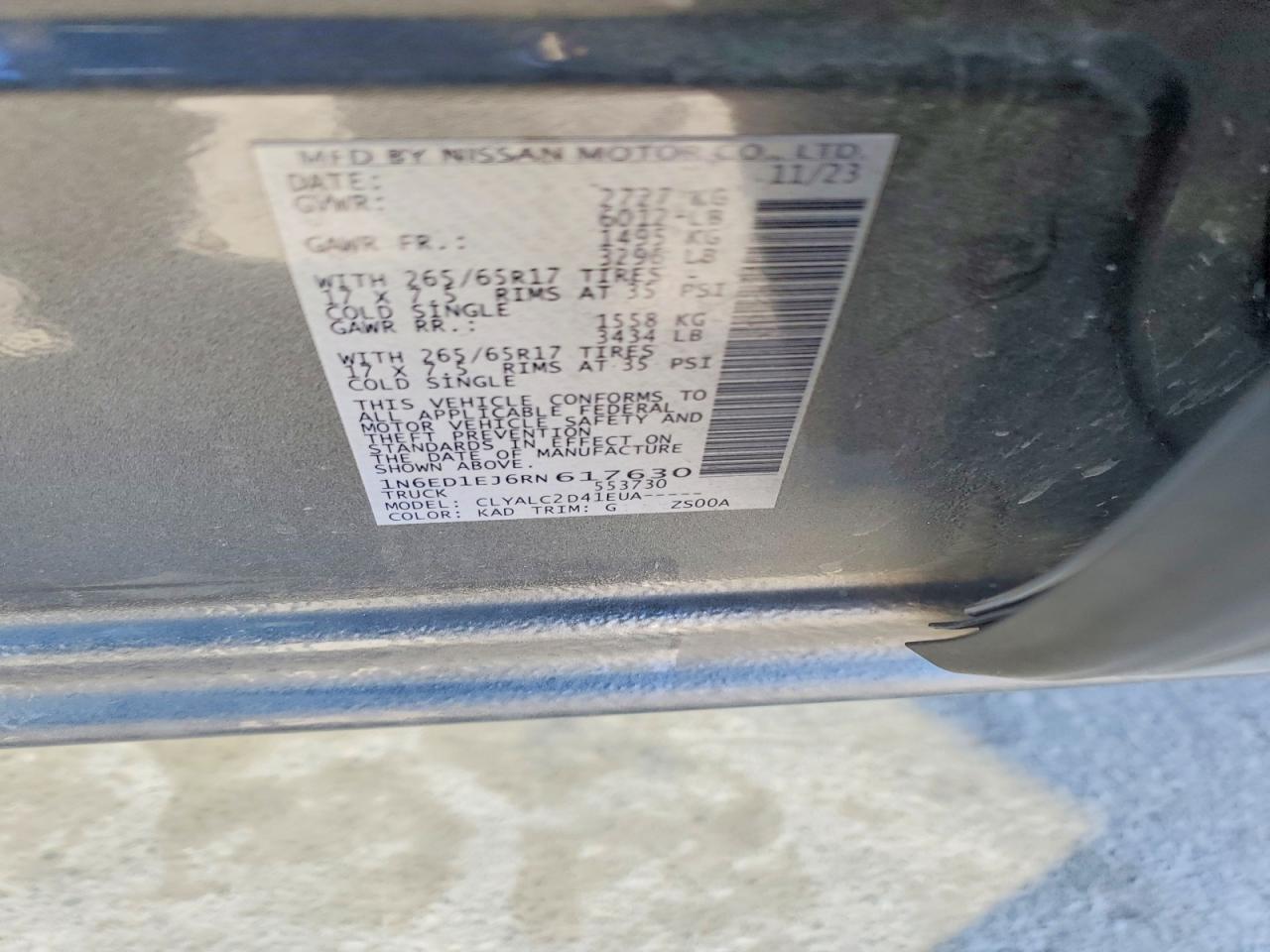 2024 Nissan Frontier VIN 1N6ED1EJ6RN617630 photo 12
