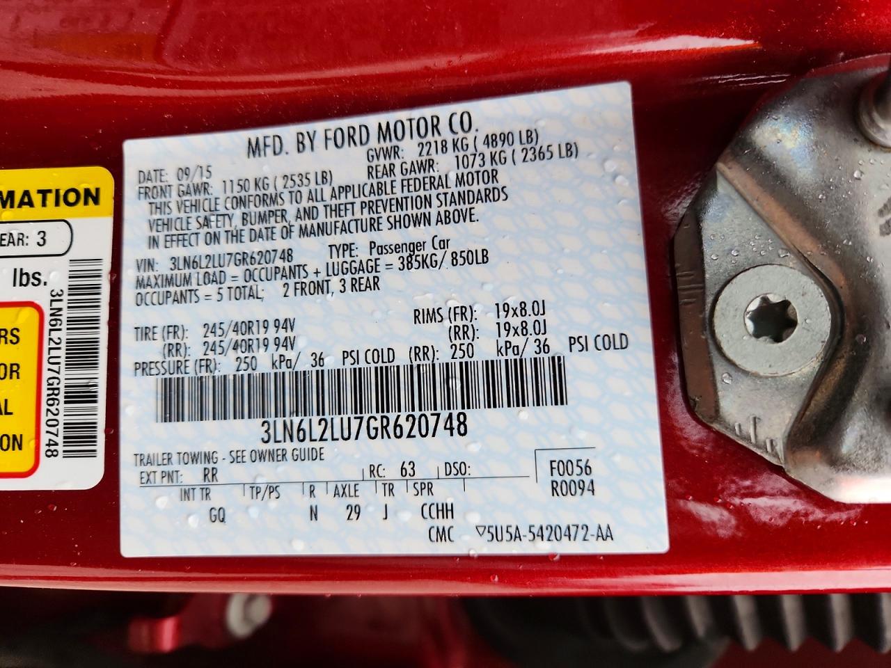 2016 Lincoln Mkz VIN 3LN6L2LU7GR620748 photo 12