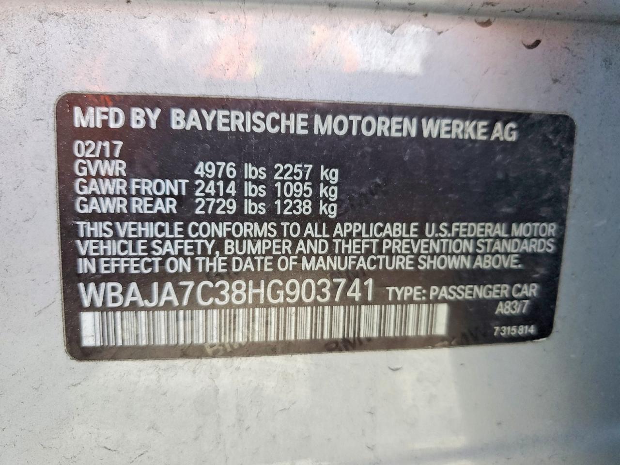 2017 BMW 5 series VIN WBAJA7C38HG903741 photo 12