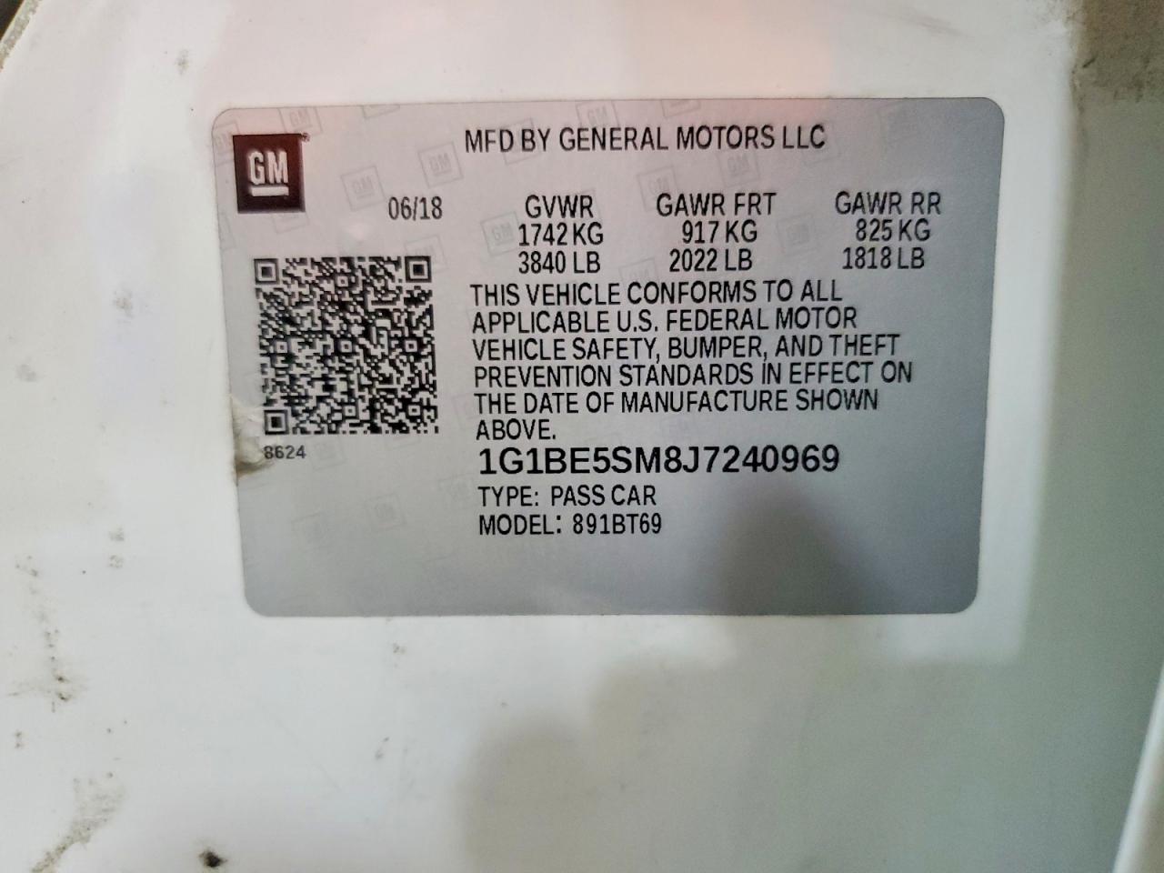2018 CHEV Cruze VIN 1G1BE5SM8J7240969 photo 12