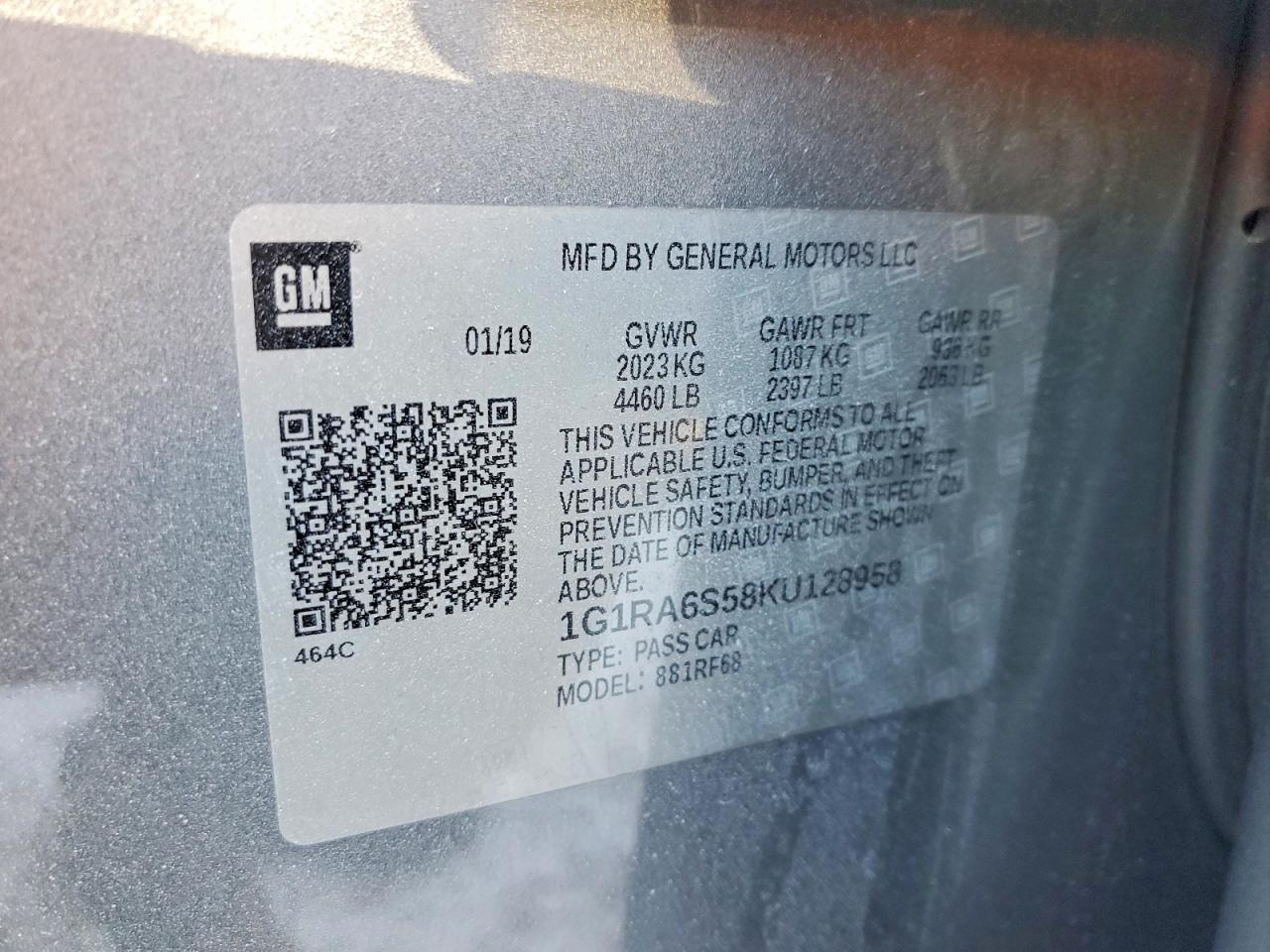 2019 Chevrolet Volt VIN 1G1RA6S58KU128958 photo 12