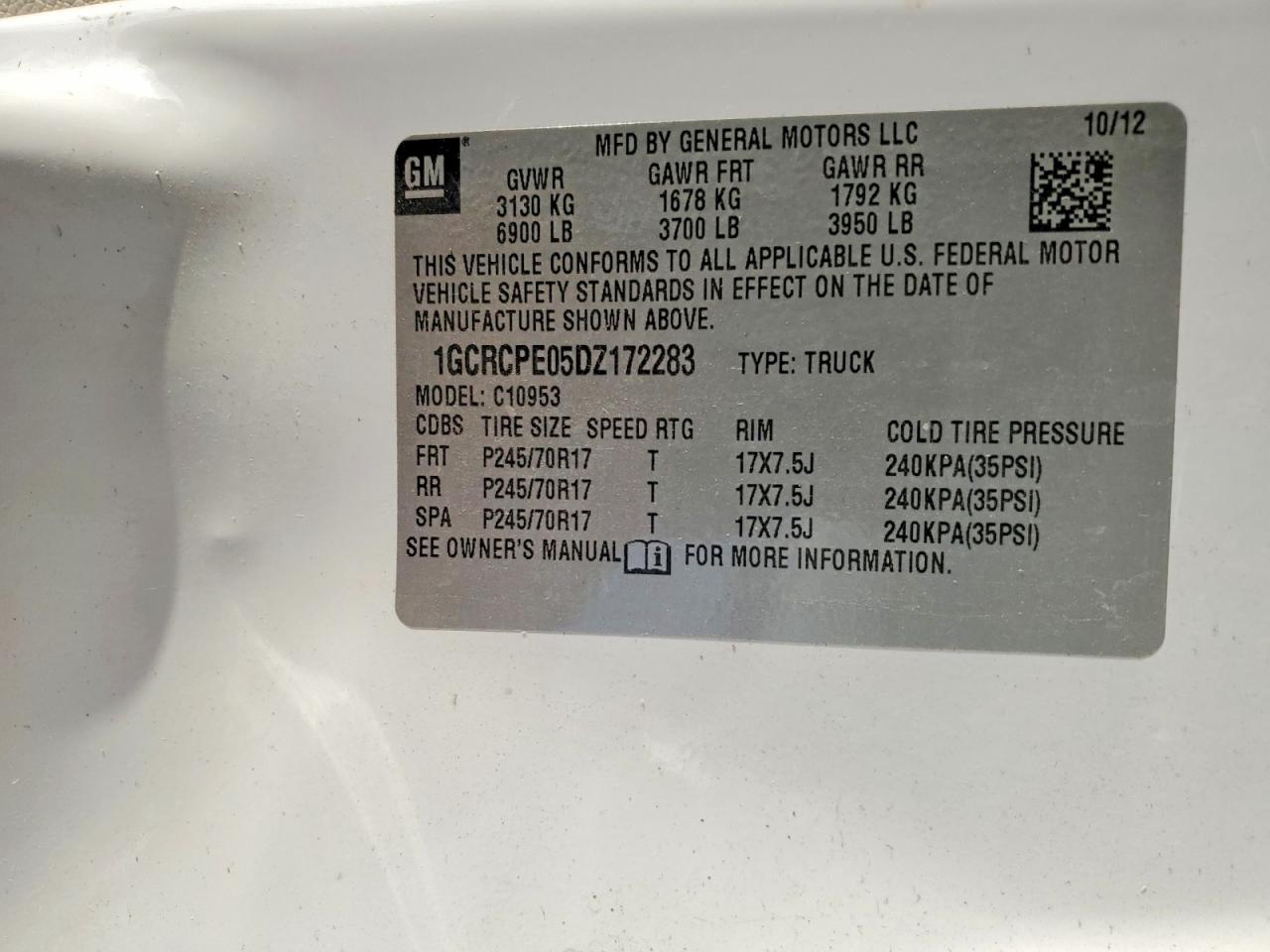 2013 CHEV All models VIN 1GCRCPE05DZ172283 photo 12