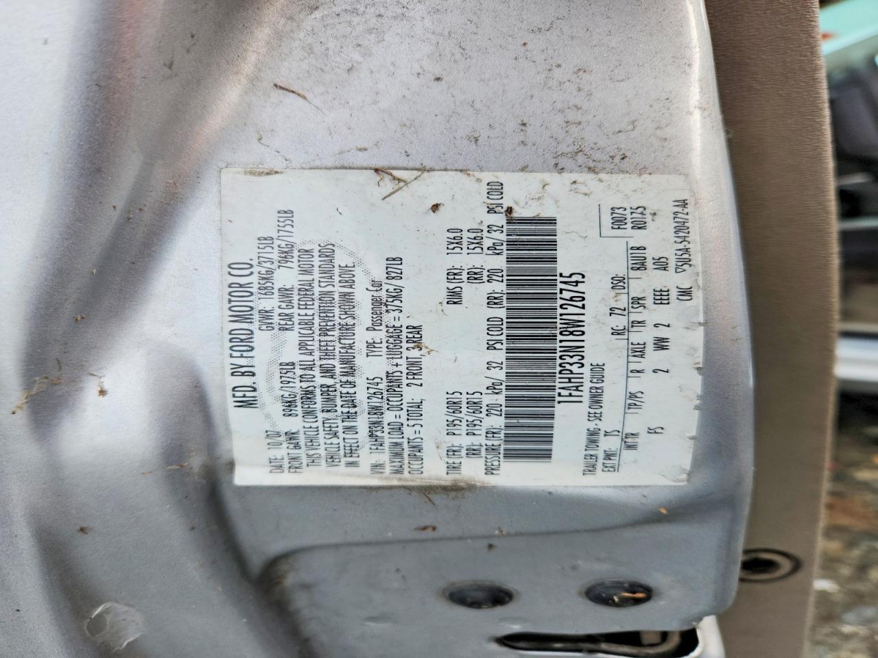 2008 FORD Focus VIN 1FAHP33N18W126745 photo 12