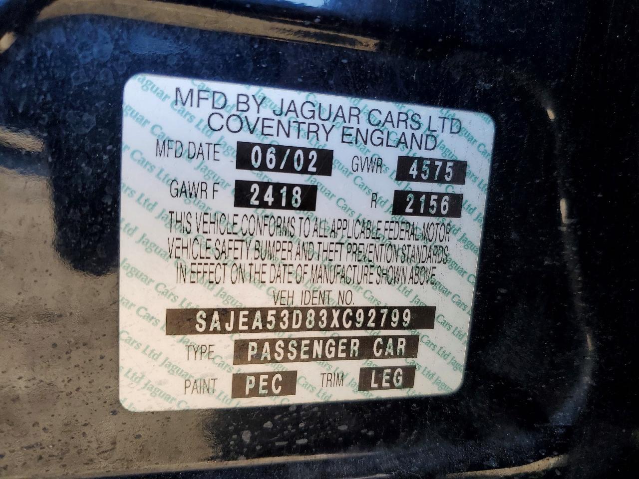 2003 Jaguar X type VIN SAJEA53D83XC92799 photo 12