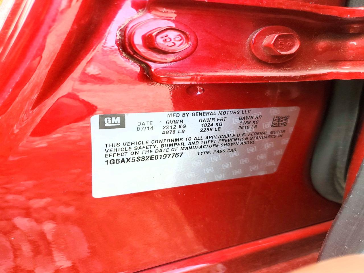 2014 Cadillac Cts VIN 1G6AX5S32E0197767 photo 12