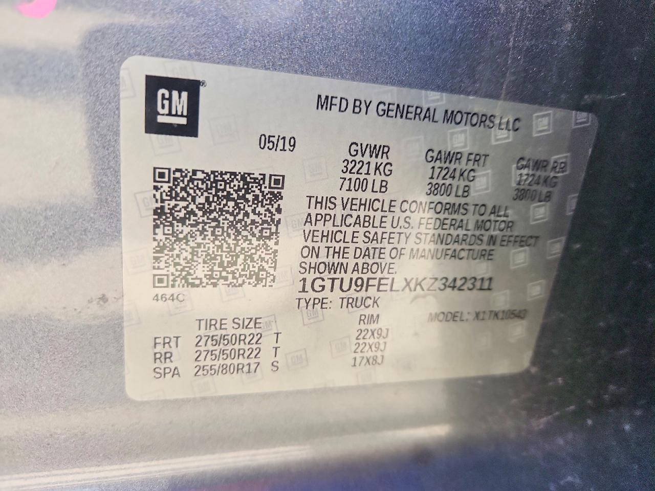 2019 GMC SIERRA VIN 1GTU9FELXKZ342311 photo 12