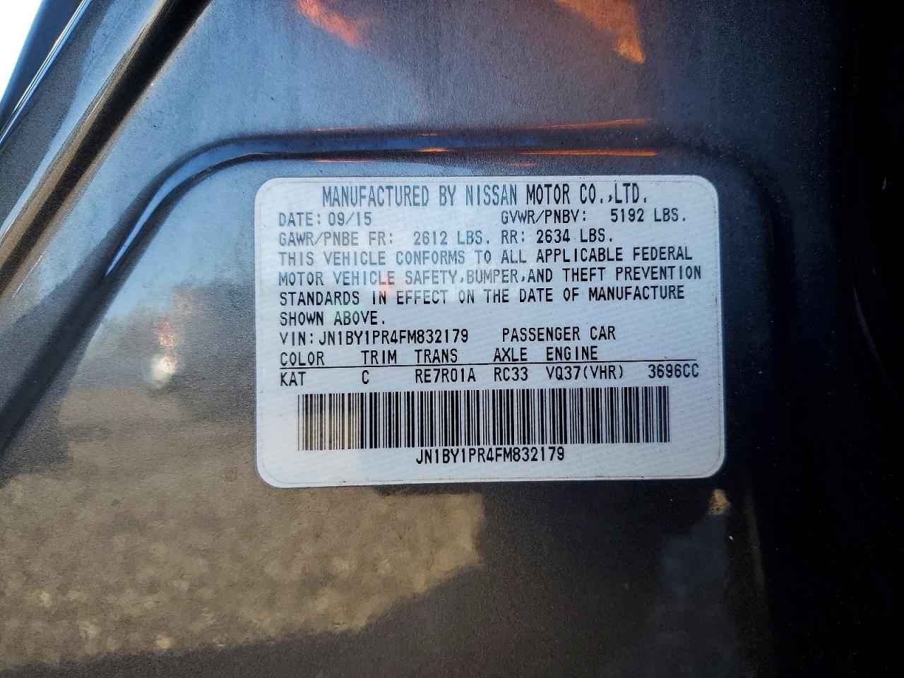 2015 Infiniti Q70 VIN JN1BY1PR4FM832179 photo 11