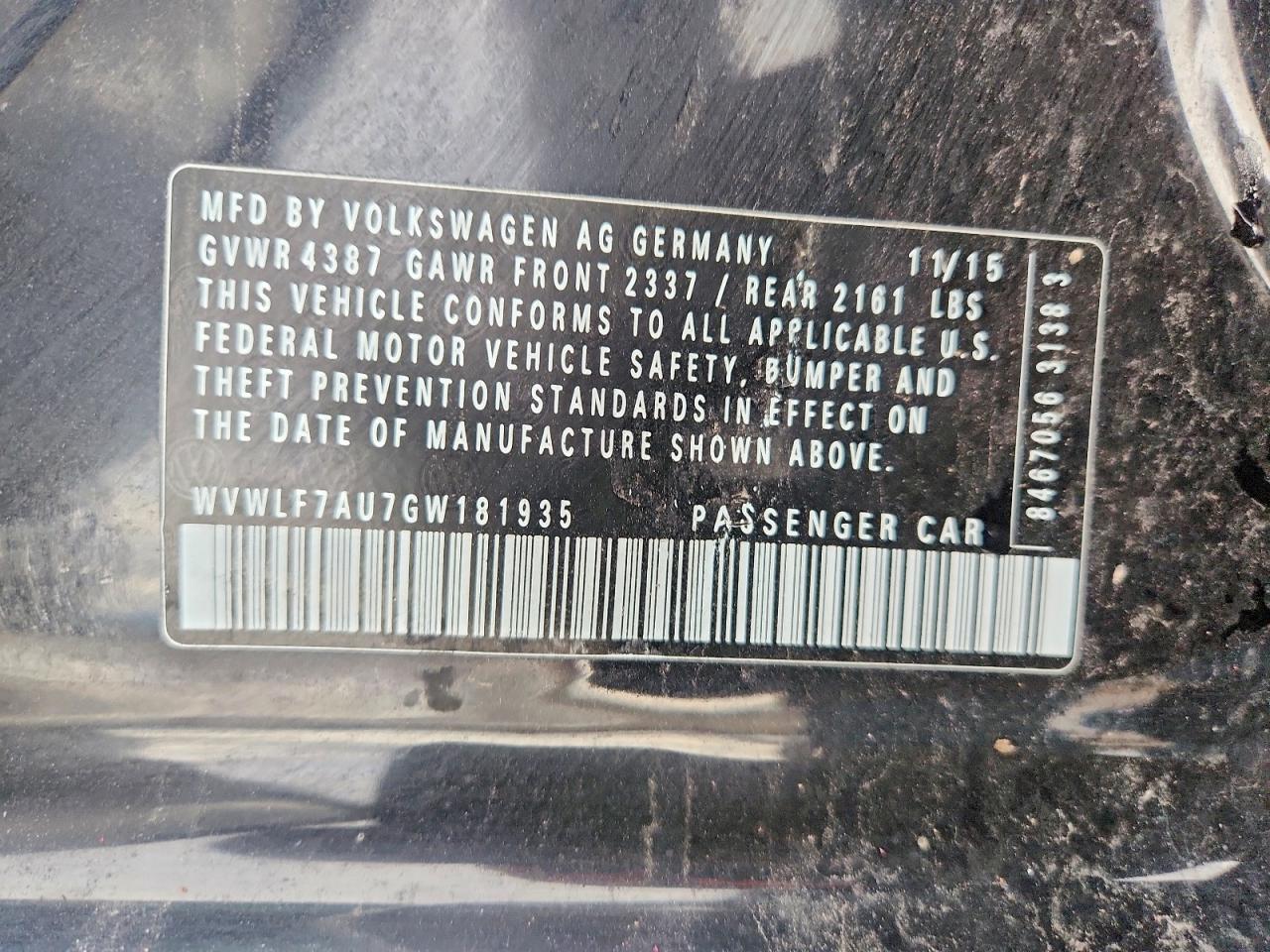2016 Volkswagen Golf VIN WVWLF7AU7GW181935 photo 12