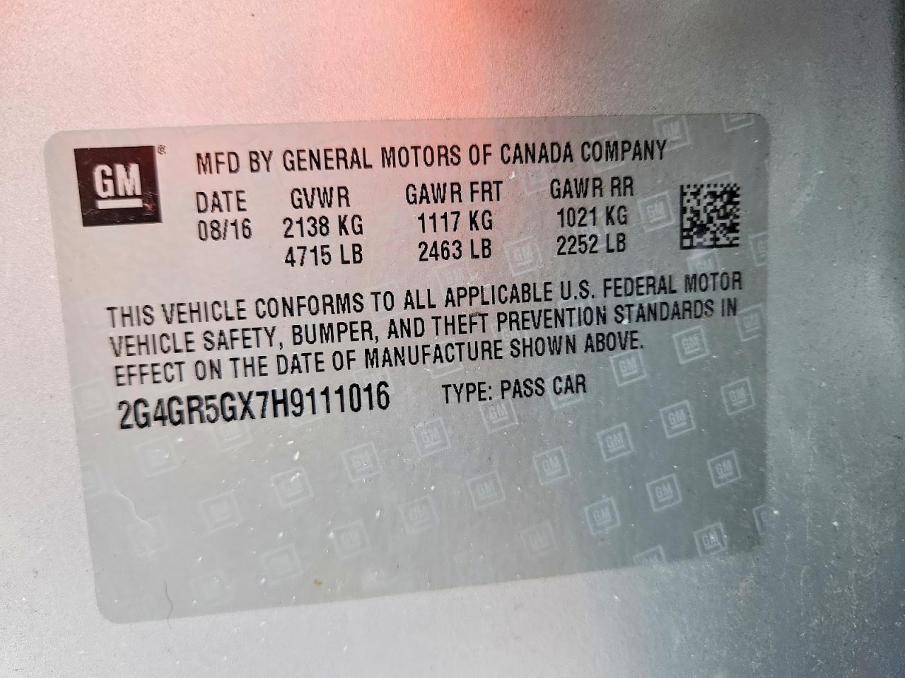 2017 Buick Regal VIN 2G4GR5GX7H9111016 photo 12
