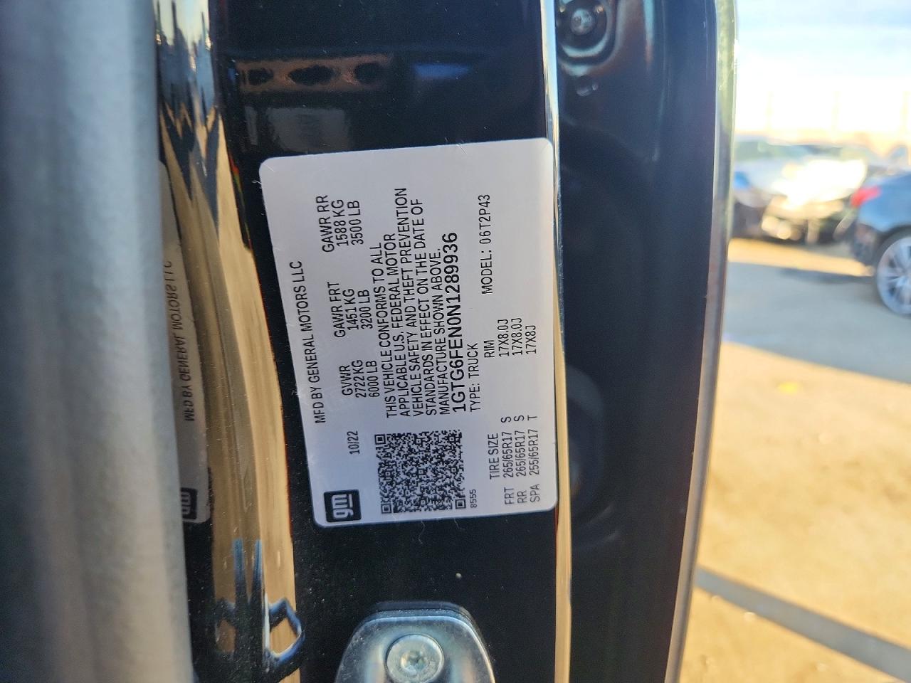 2022 GMC Canyon VIN 1GTG6FEN0N1289936 photo 12