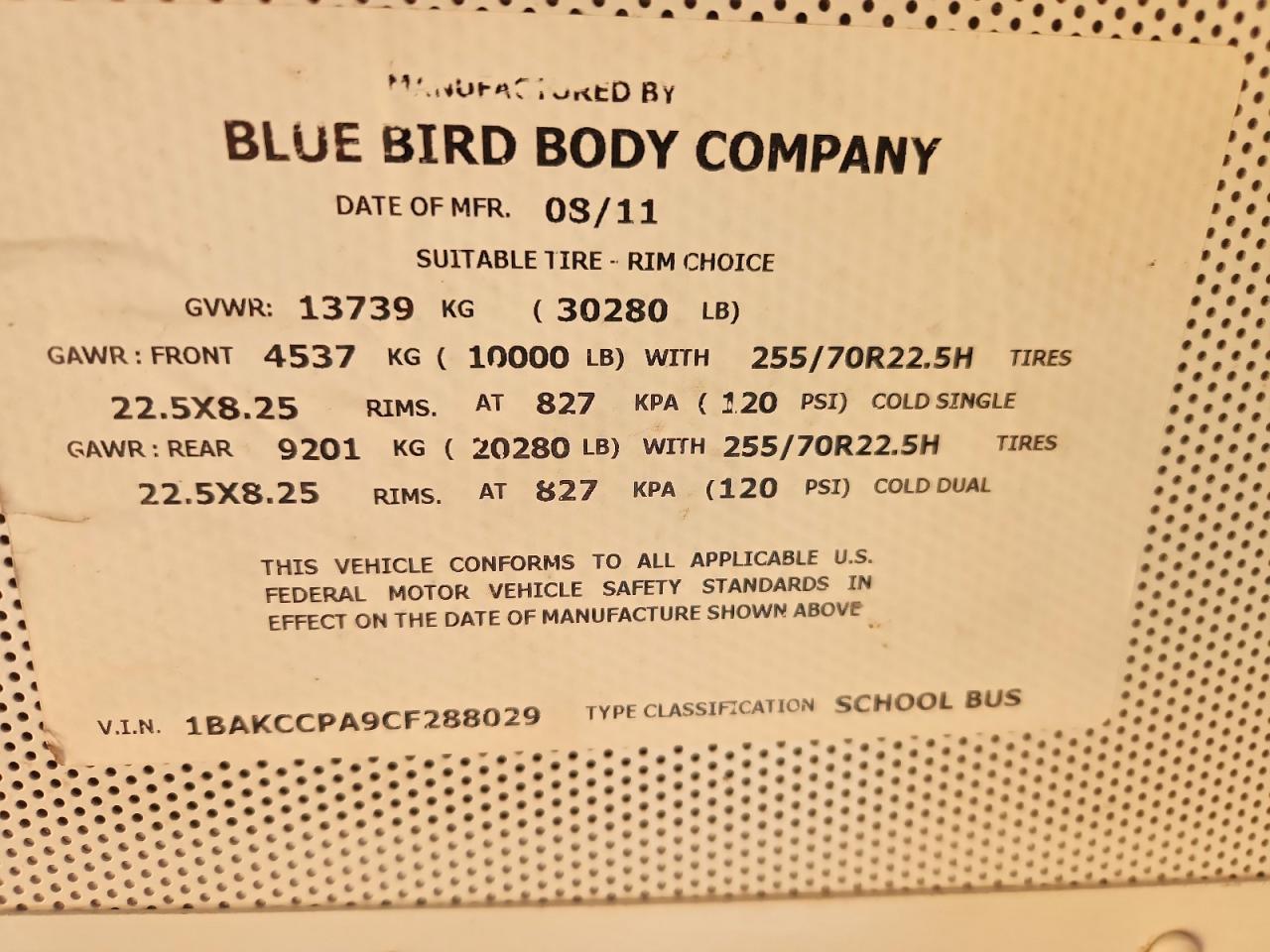 2012 BLUE All other VIN 1BAKCCPA9CF288029 photo 10