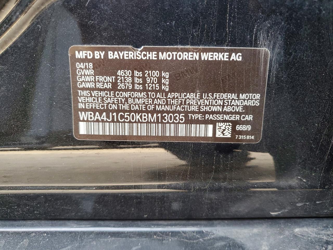 2019 BMW 4 series VIN WBA4J1C50KBM13035 photo 12