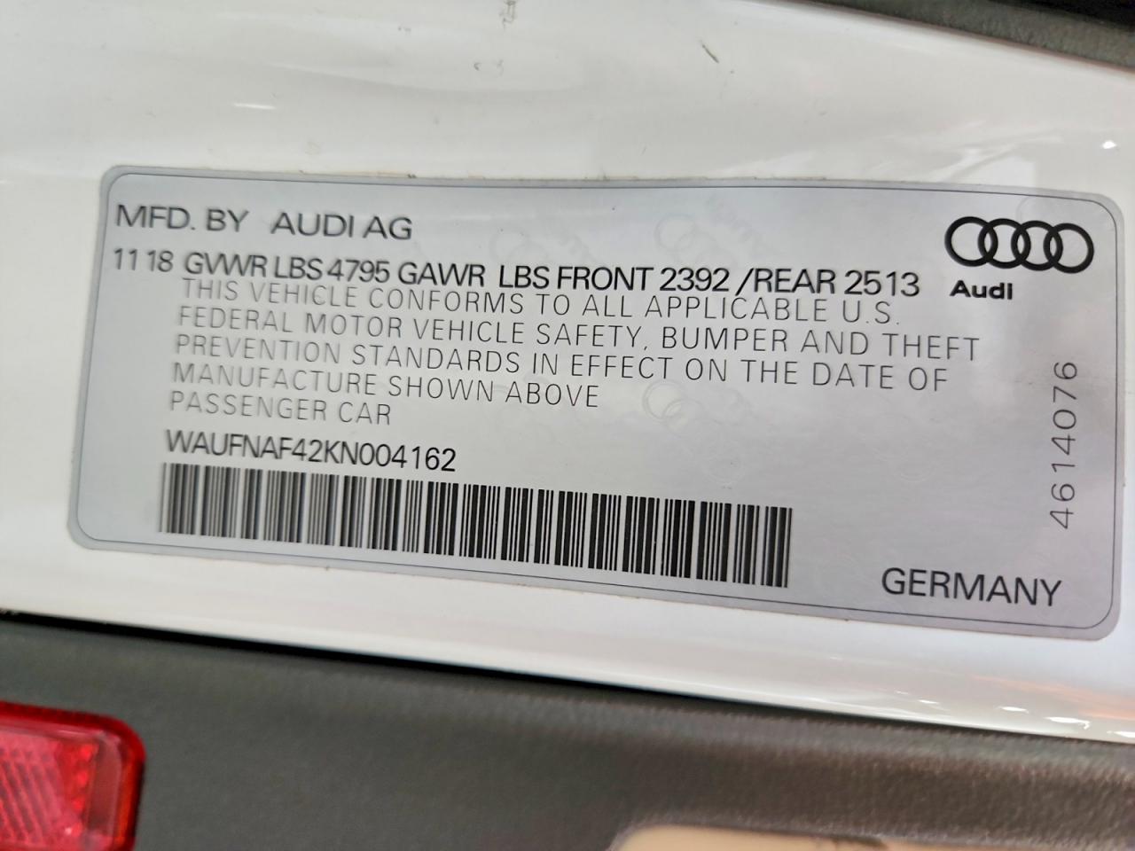 2019 Audi A4 VIN WAUFNAF42KN004162 photo 12